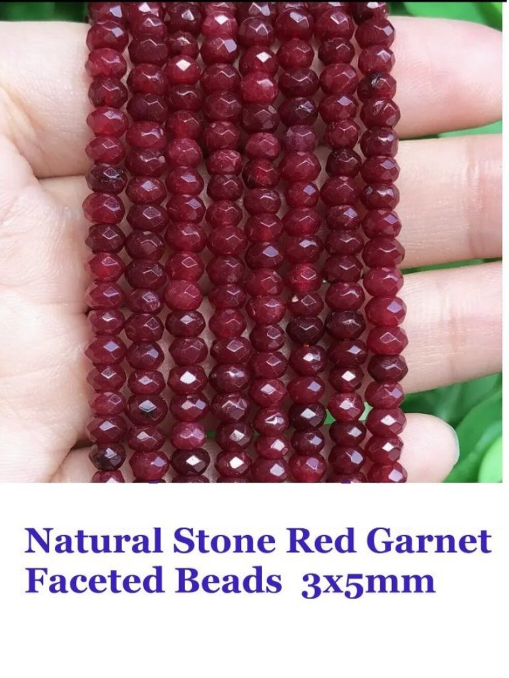 Natural Stone Red Garnet Faceted Beads 80pcs 3x5mm